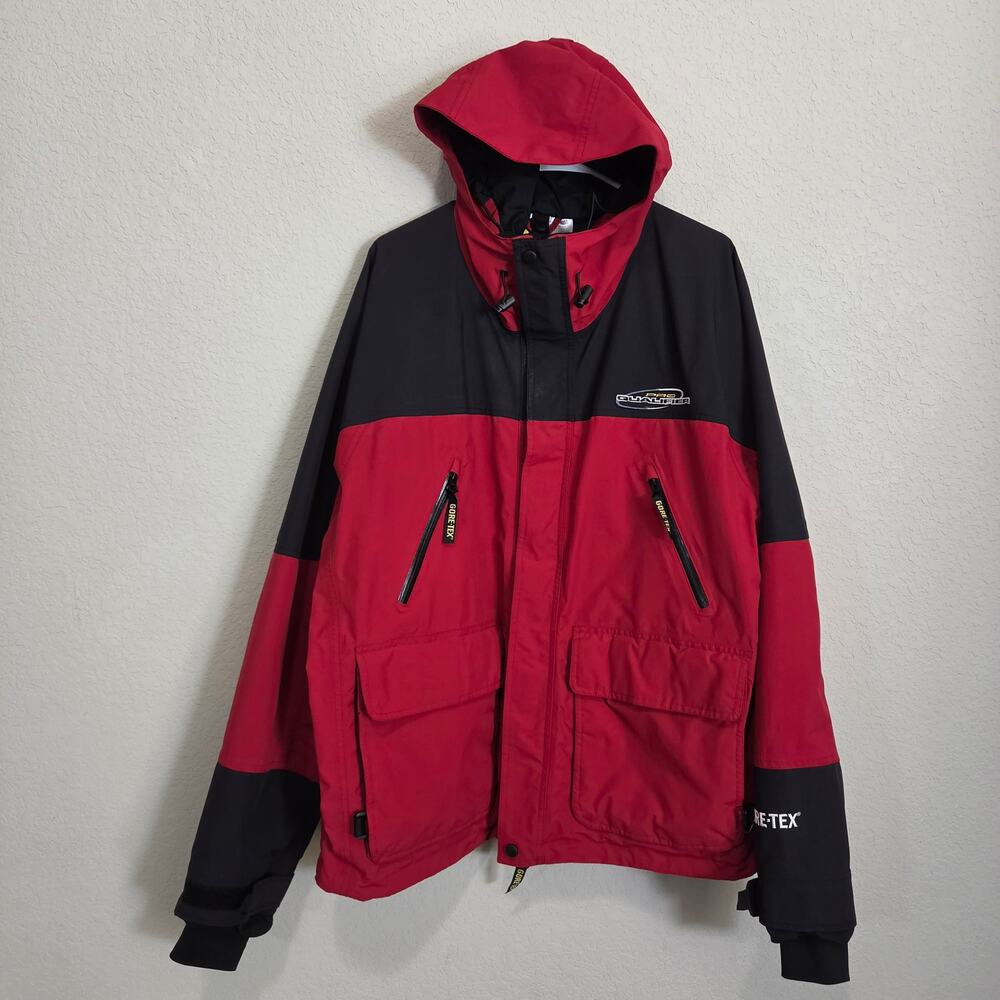 Bass Pro Shops Pro Qualifier Gore-Tex Jacket Mens 2XL Red Black Hooded Fishing